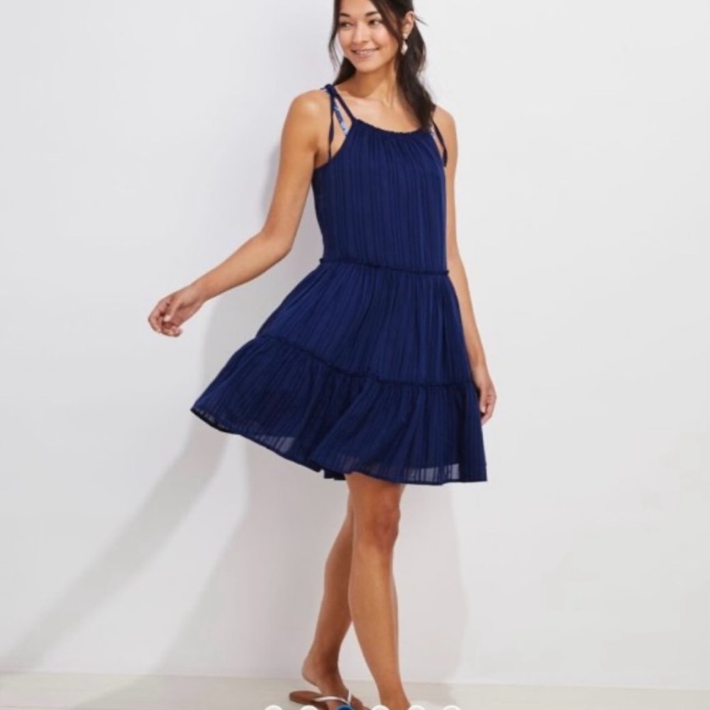 Vineyard Vines Navy Pleated Tiered Sundress